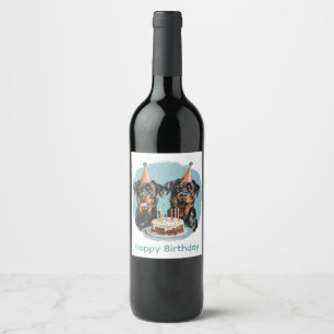 Rótulo De Garrafa De Cerveja Feliz Aniversário Rottweiler Cães