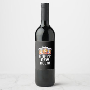Rótulo De Garrafa De Cerveja FELIZ ANO-NOVO CERVEJA! Festa de Ano Novo Bebendo