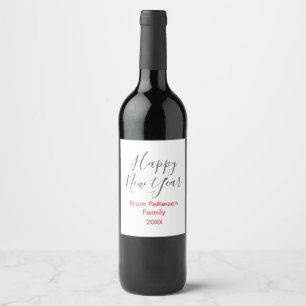 Rótulo De Garrafa De Cerveja Feliz ano novo vermelho gra adicionar nome da famí