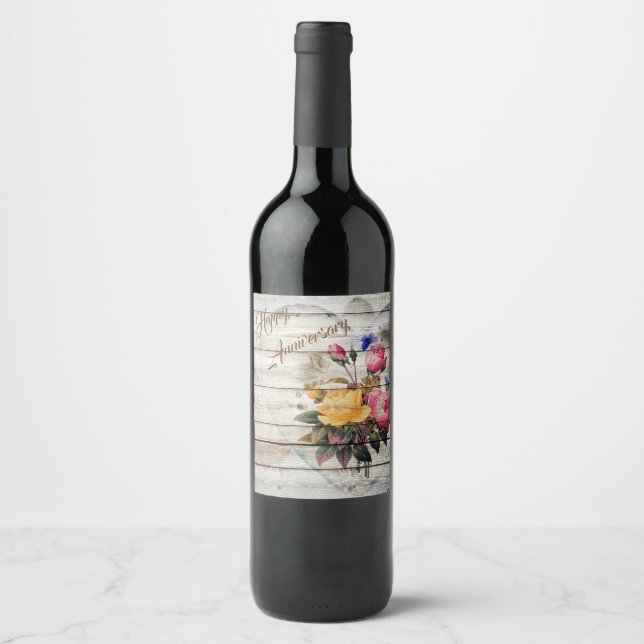 Rótulo De Garrafa De Cerveja Feliz Buquê de aniversário (Frente)