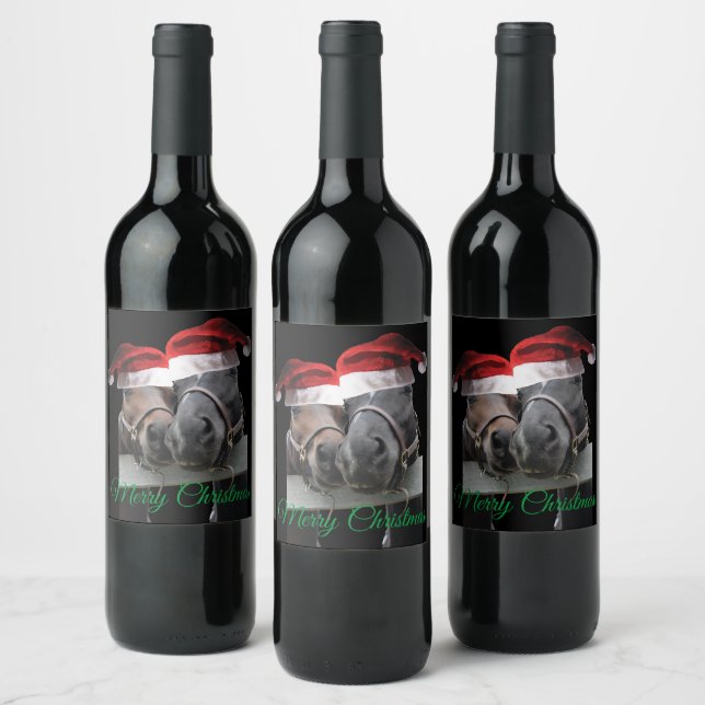 Rótulo De Garrafa De Cerveja Feliz Cavalo de Natal (Garrafas)
