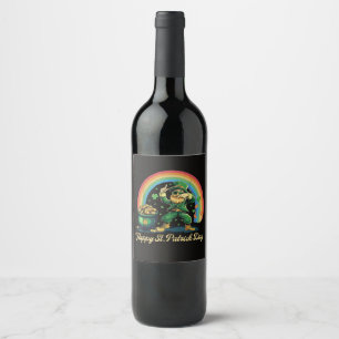 Rótulo De Garrafa De Cerveja Feliz Dia de São Patrício Leprechaun Engraçado