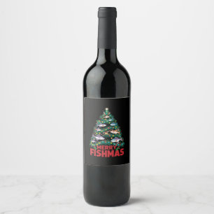 Rótulo De Garrafa De Cerveja Feliz Fishmas Árvores de Natal Luzes de Natal Pesc