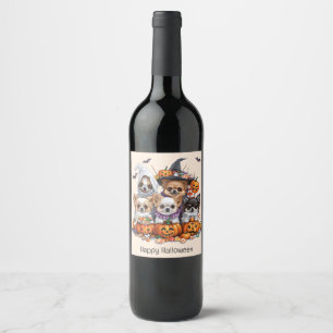 Rótulo De Garrafa De Cerveja Feliz Halloween Chihuahua Dogs