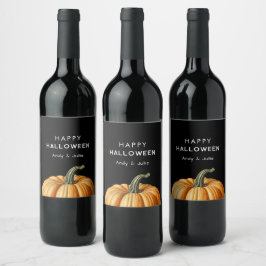 Rótulo De Garrafa De Cerveja Feliz Halloween com abóbora vintage