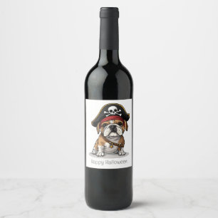 Rótulo De Garrafa De Cerveja Feliz Halloween Pirate English Buldogue