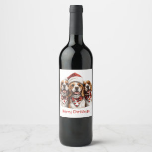 Rótulo De Garrafa De Cerveja Feliz Natal Cachorros de Beagle