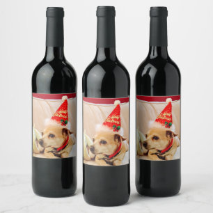 Rótulo De Garrafa De Cerveja Feliz Natal Cão Chihuahua
