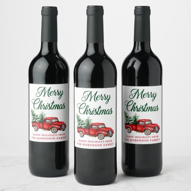 Rótulo De Garrafa De Cerveja Feliz Natal - Clássico Cerrado Vermelho Clássico (Garrafas)