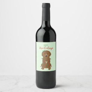 Rótulo De Garrafa De Cerveja Feliz Natal dos Pawlidays Goldendoodododle