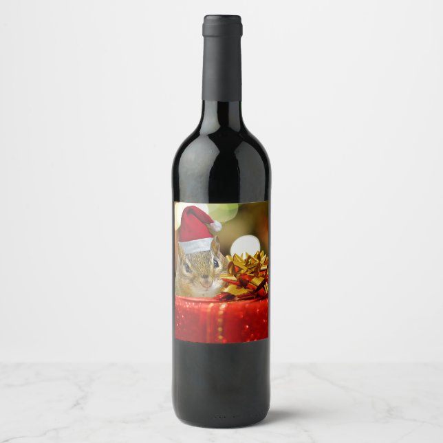 Rótulo De Garrafa De Cerveja Feliz Natal Esquilo Fofo (Frente)