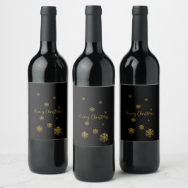 Rótulo De Garrafa De Cerveja Feliz Natal Flocos de Neve Dourados