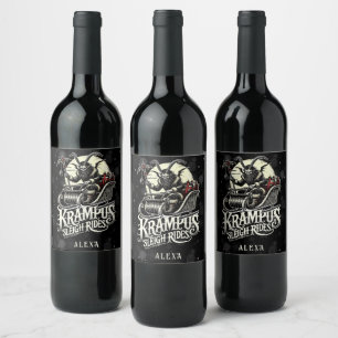 Rótulo De Garrafa De Cerveja Feliz Natal Krampus Passeios de Trenó do Krampus