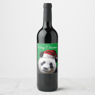 Rótulo De Garrafa De Cerveja Feliz Natal Panda Bear