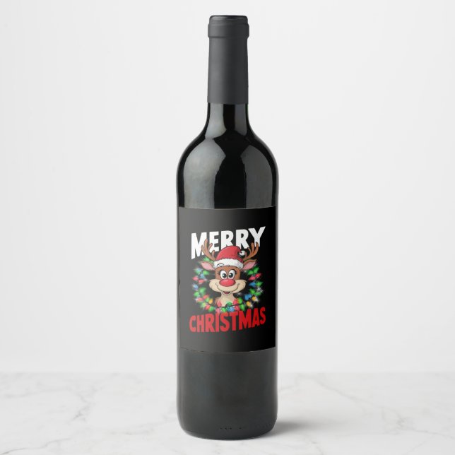 Rótulo De Garrafa De Cerveja Feliz Natal Rena Festa de Natal (Frente)