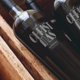 Rótulo De Garrafa De Cerveja Feliz Natal Retro Tipografia Preta