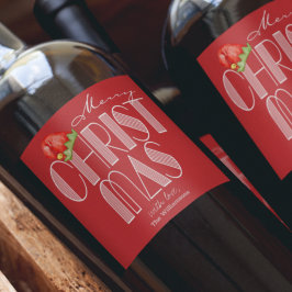 Rótulo De Garrafa De Cerveja Feliz Natal Tipografia Retro Vermelho