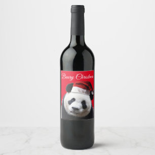 Rótulo De Garrafa De Cerveja Feliz Natal - Urso de Panda