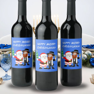 Rótulo De Garrafa De Cerveja Feliz Papais noeis de Chrismukkah Encontram o Part