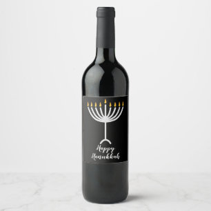 Rótulo De Garrafa De Cerveja Feliz saudação de Hanukkah com a ilustração de