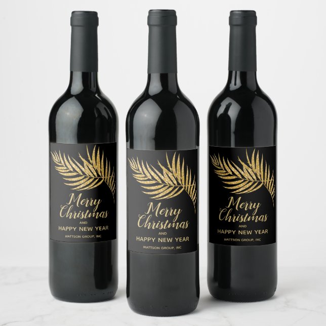 Rótulo De Garrafa De Cerveja Feriado de Natal de Palma de Glitter Dourado tropi (Garrafas)