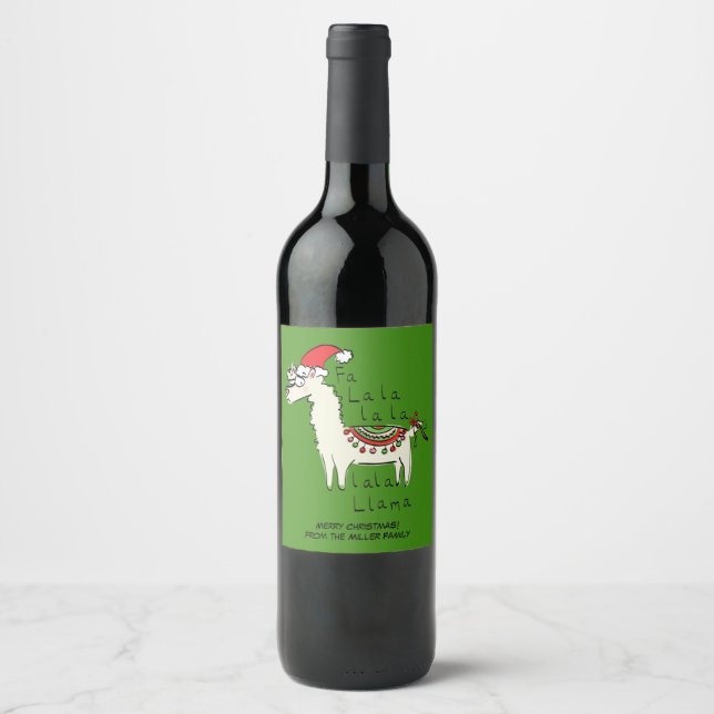 Rótulo De Garrafa De Cerveja Feriado de Natal Engraçado Llama (Frente)