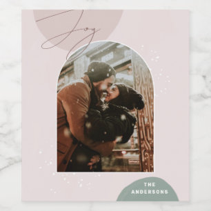 Rótulo De Garrafa De Cerveja Feriado de Script de Joy   Foto de Natal da Famíli