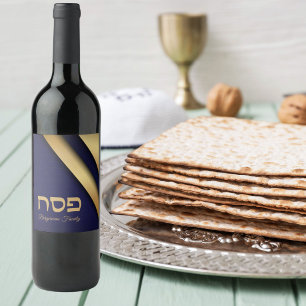 Rótulo De Garrafa De Cerveja Feriado Judaico Dourado Azul Seder de Passagem Heb