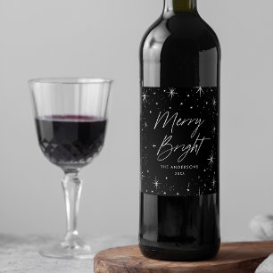 Rótulo De Garrafa De Cerveja Feriado Negro feliz e Brilhante