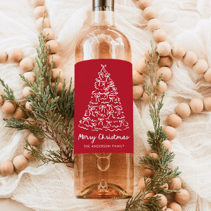Rótulo De Garrafa De Cerveja Feriado Vermelho de Arcos de Árvore de Natal Whims