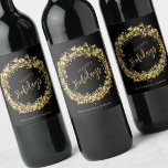 Rótulo De Garrafa De Cerveja Feriados felizes Dourados e negros<br><div class="desc">Felizes Feriados em letras quicas estão cercados por círculos dourados,  estrelas e pontos em um fundo preto e sua personalização no fundo dessas etiquetas de vinho. CORRESPONDENDO a itens na nossa loja.</div>