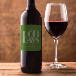 Rótulo De Garrafa De Cerveja Férias Felizes Tipografia Retro Verde