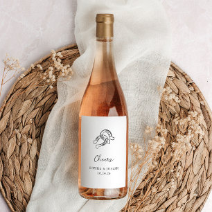 Rótulo De Garrafa De Cerveja Ferradura minimalista Casamento Negro e Branco