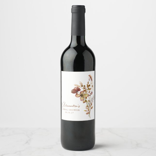 Rótulo De Garrafa De Cerveja Ferrugem Flor Silvestre Boho Favor Personalizado d (Frente)