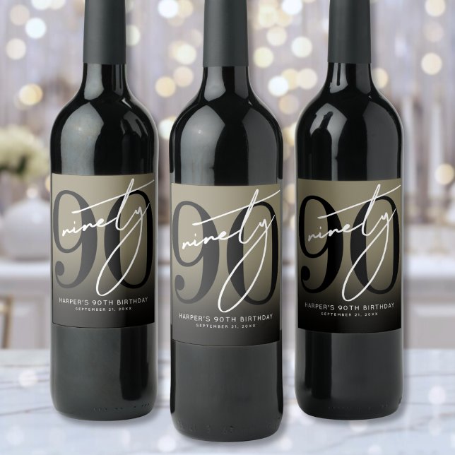 Rótulo De Garrafa De Cerveja Festa de 90 anos de Gold (Gold 90th Birthday Party Wine Label)