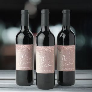 Rótulo De Garrafa De Cerveja Festa de aniversário 70 brilhante Dourada