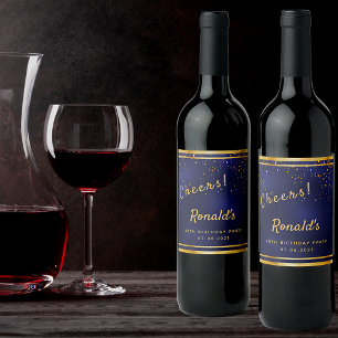 Rótulo De Garrafa De Cerveja Festa de aniversário 80 azul marinho boias de our