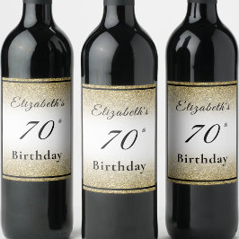 Rótulo De Garrafa De Cerveja Festa de Aniversário de 70 Anos Preta e Dourada Mo