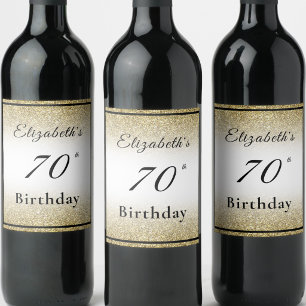 Rótulo De Garrafa De Cerveja Festa de Aniversário de 70 Anos Preta e Dourada Mo