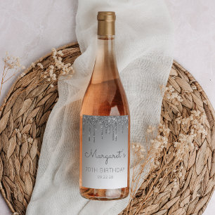 Rótulo De Garrafa De Cerveja Festa de aniversário de 70 de Glitter Glitter Glam