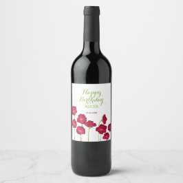 Rótulo De Garrafa De Cerveja Festa de aniversário Elegante Vermelho Cultivo de 