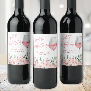 Rótulo De Garrafa De Cerveja Festa de Aniversário Floral com Vinho