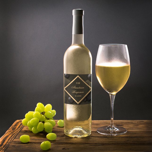 Rótulo De Garrafa De Cerveja Festa de aniversário Geométrica Dourada Elegante P (Criador carregado)