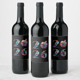 Rótulo De Garrafa De Cerveja Festa de Ano Novo 2026 - Colorida