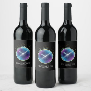 Rótulo De Garrafa De Cerveja Festa de Ano Novo 2026 Relógio Celestial Vibrante