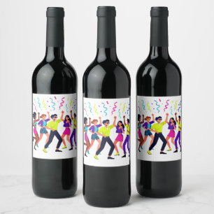 Rótulo De Garrafa De Cerveja Festa de Celebração de Dança de Amigos Felizes