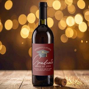 Rótulo De Garrafa De Cerveja Festa de Formatura Burgundy Moderna Personalizada