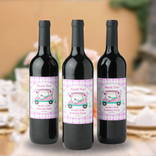 Rótulo De Garrafa De Cerveja Festa de Golfe Feminina Elegante no Carrinho de An