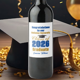 Rótulo De Garrafa De Cerveja Festa de Graduação da Turma de 2026 Royal Blue Gol