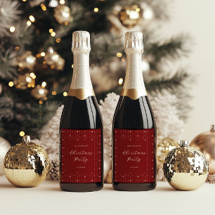 Rótulo De Garrafa De Cerveja Festa De Natal Das Estrelas Red E Cream